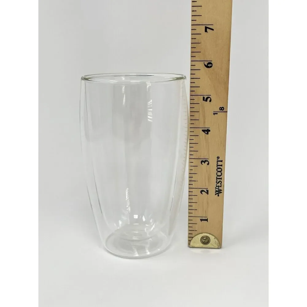 Bodum PAVINA 450mL 15oz Double-Wall Insulated Tall Glass Coffee Mug Cup Clear